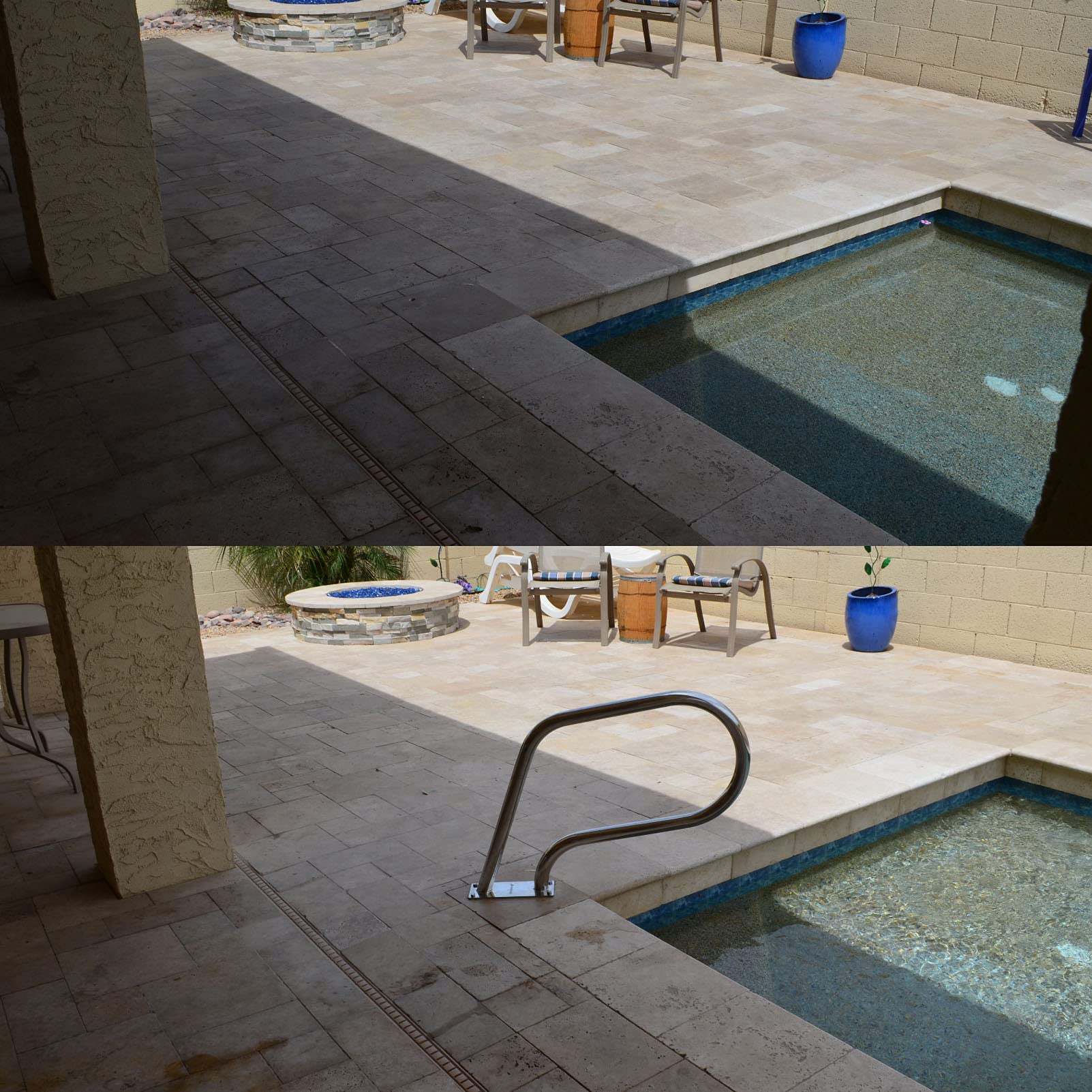 Rampe de piscine pour piscine creusée Capacité de charge de 113 kg Rampe de piscine antirouille avec couvercle bleu Vis autotaraudeuses