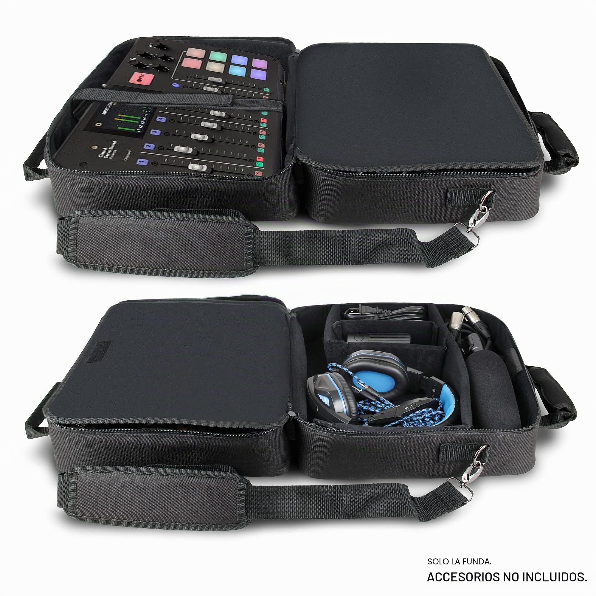 USA Gear Estuche para Mezclador de Audio - Estuche de Viaje para Mezclador de Podcast con Interior Resistente a los Arañazos - Compatible con RODECaster Pro, RODECaster Pro II y Más Equipos (Negro)