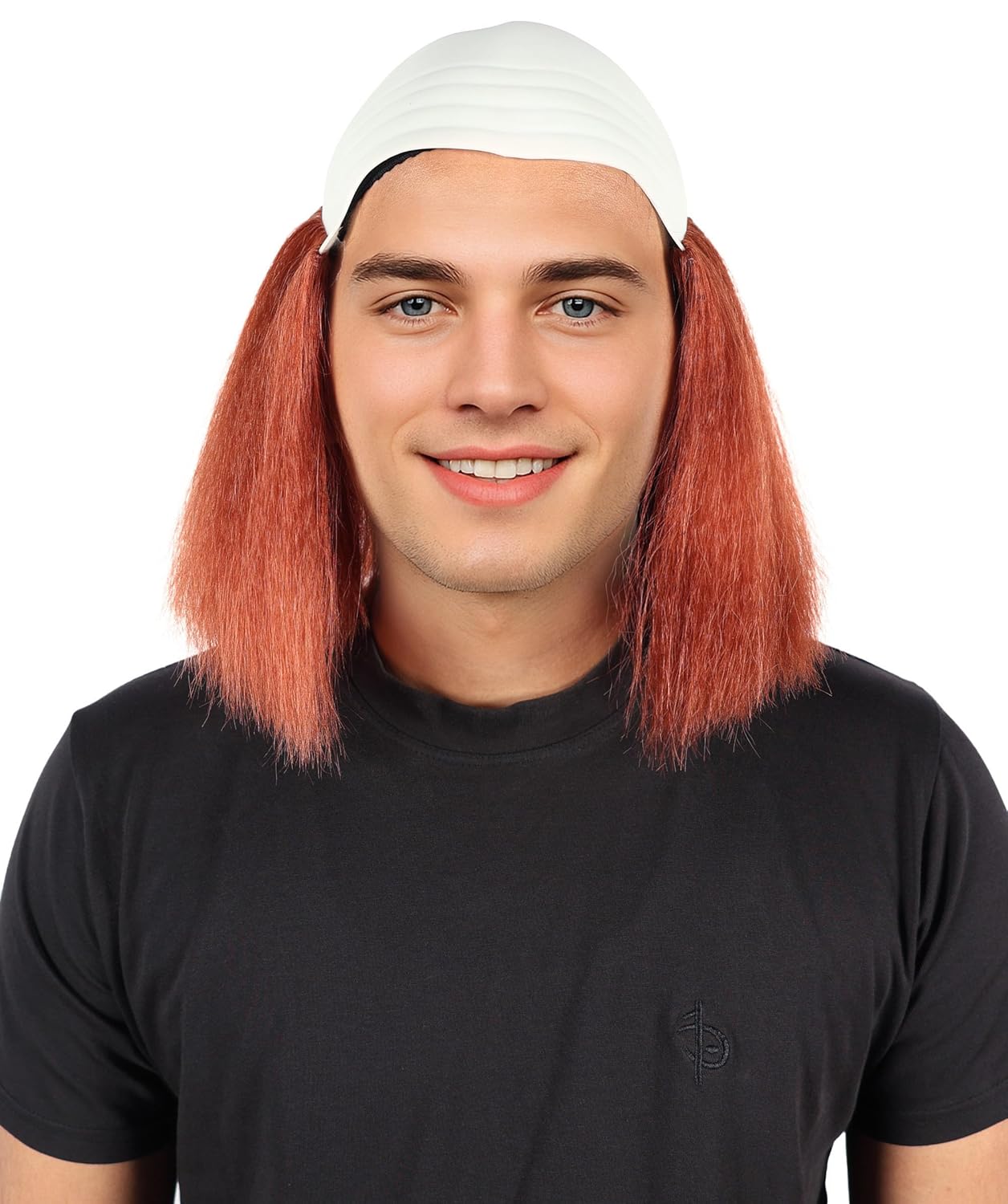 Men’s Bald Clown Wig in Red – Comical Bald Cap with Hair Tufts for Funny Character Looks | Costume Hairpiece for Halloween, Parties & Stage Performances