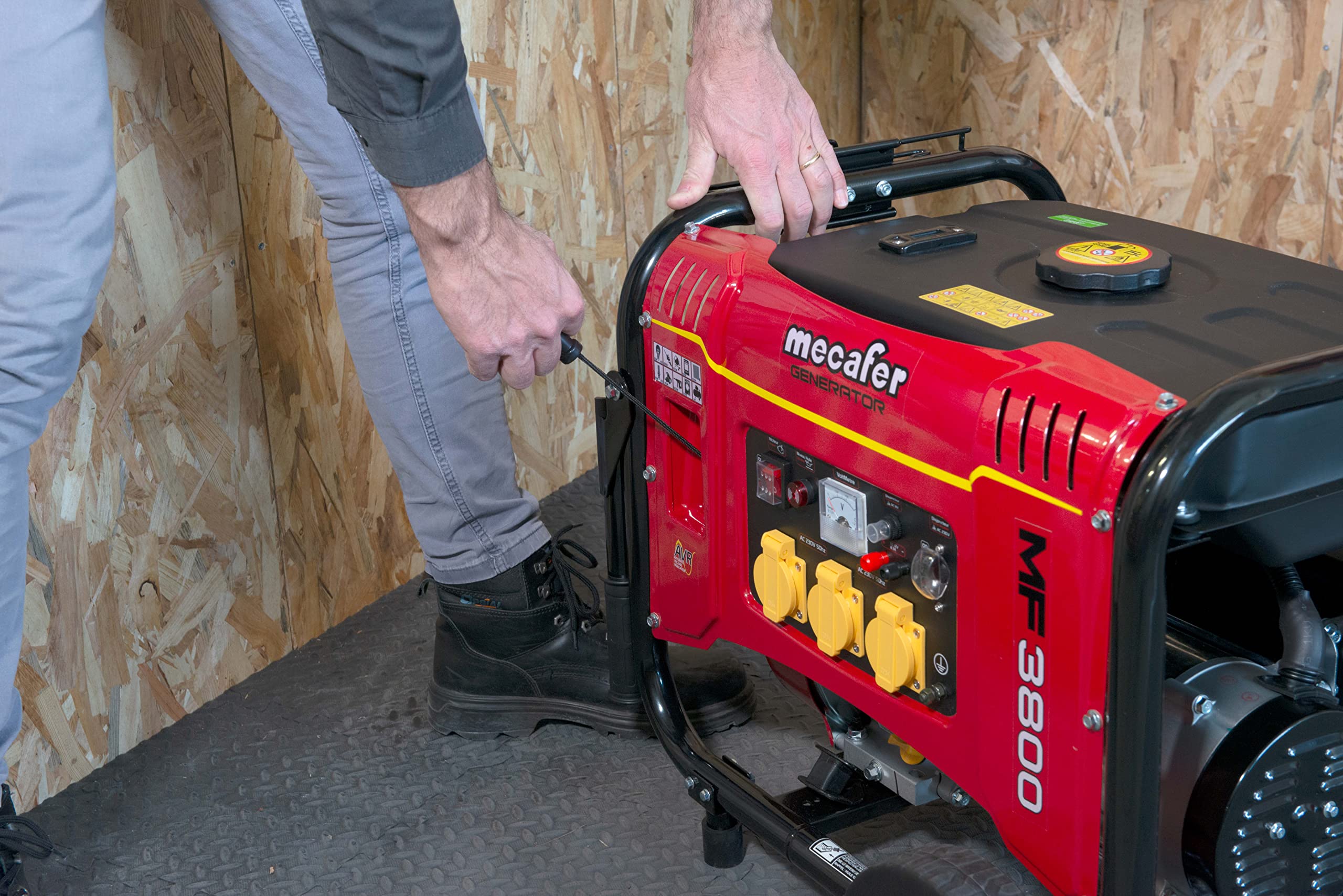 Mecafer 450138 MF3800 Groupe électrogène sur roues 3500 W Rouge