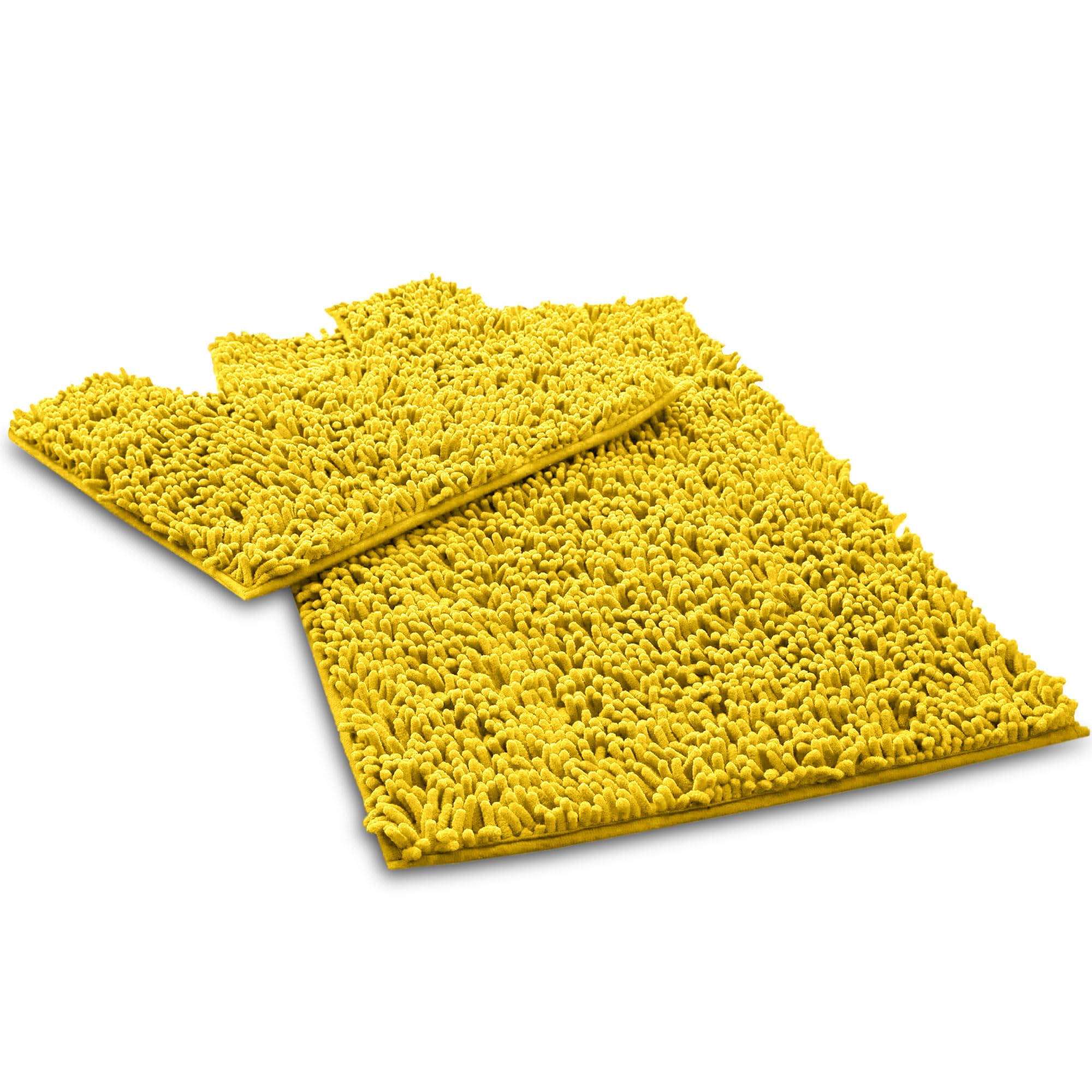 VELVETIO Loop Bath Mat Set For Bathroom, 2 Piece Super Soft Water Absorbent 100% Microfiber Chenille Toilet Rugs, Memory Foam Anti Slip Shower & Bathtub Rug Sets, Ochre