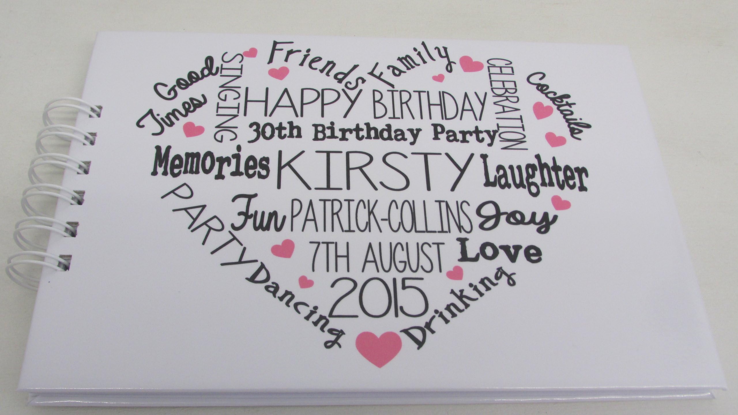 Personalised Birthday Party Guest Book Typography Memory Book 21st 18th 50th Any Age Free Delivery In UK
