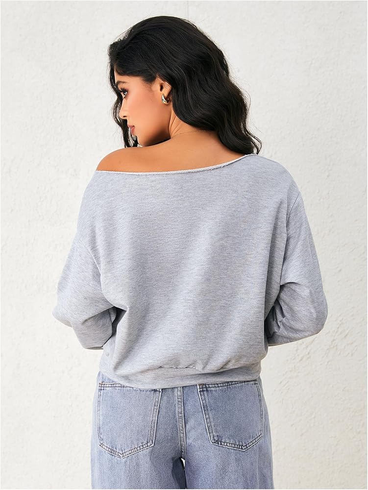 SweatyRocks Women's Off The Shoulder Sweatshirt Casual Long Sleeve