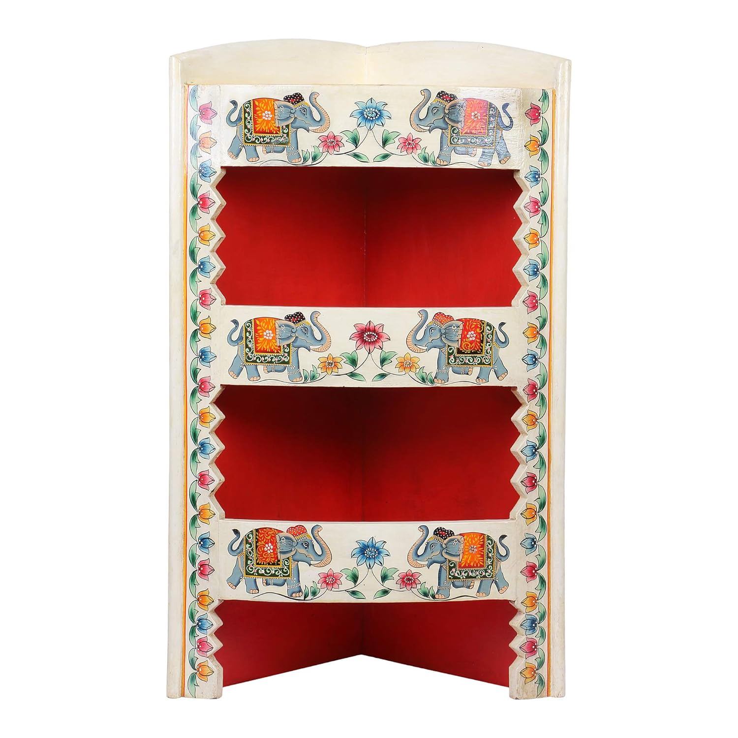 Meher Creation Wooden Hand Painted Corner Stand Wall Decor Shelf/Wall