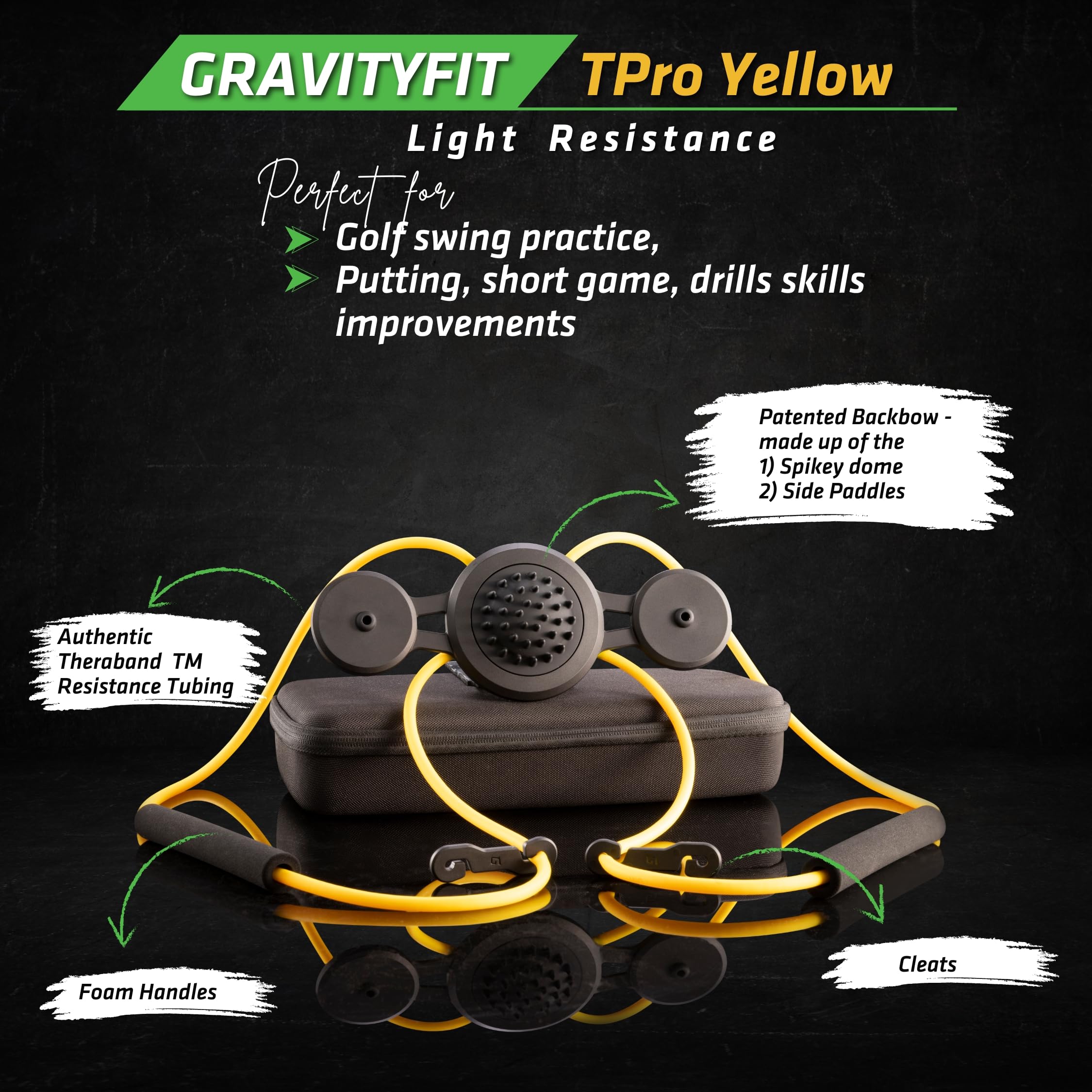 GRAVITYFIT TPro Yellow 2.0 (Medium Resistance) | Golf Swing Trainer Aid | Trusted by PGA Coaches | Backed by 30 Years of Research | Elevate Your Golf Training | Enhance Rotation, Stability & Posture