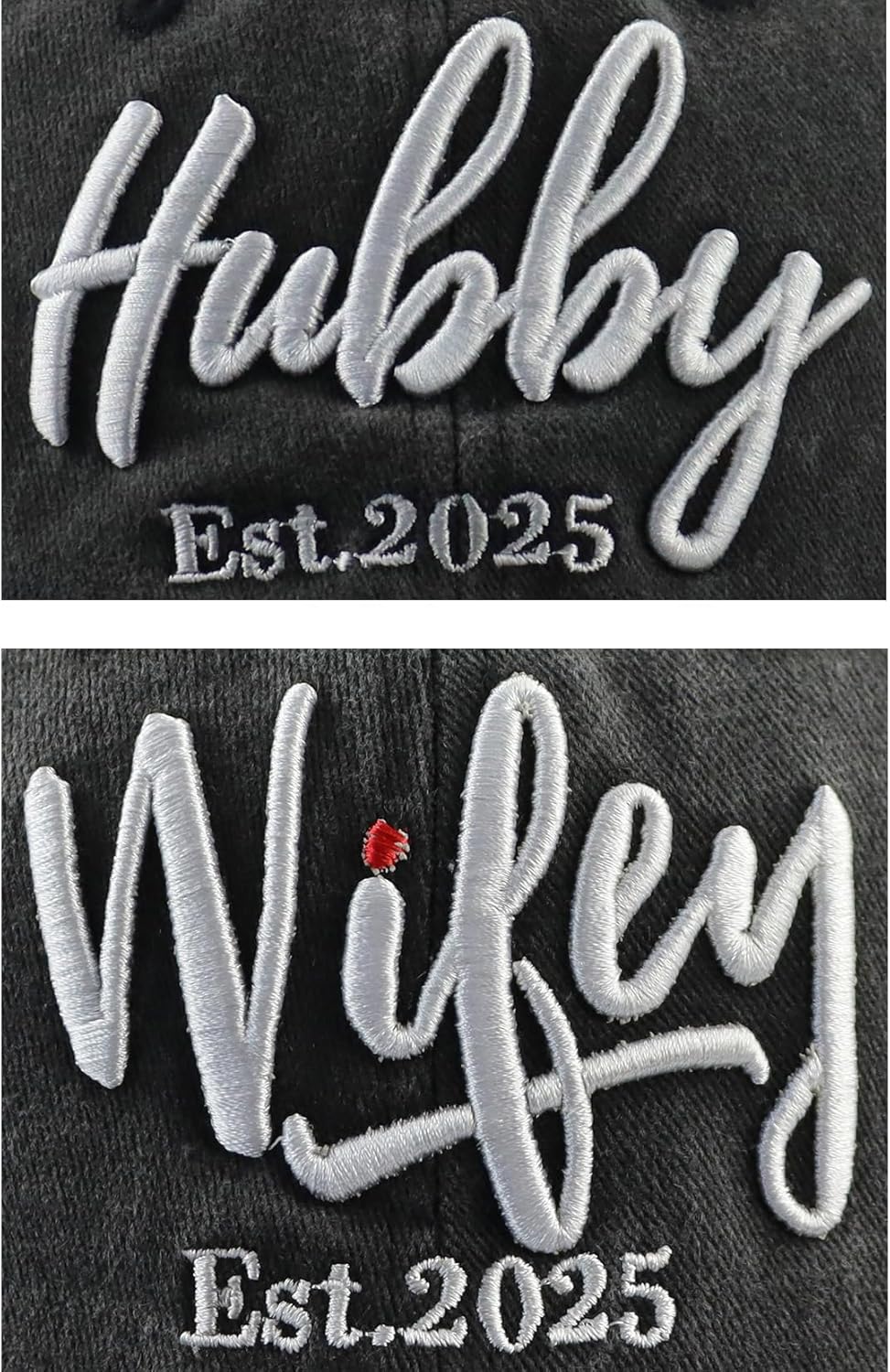 Wifey Hubby 2025 Couples Dad Hats Baseball Caps, Embroidered Adjustable Cotton Honeymoon Wedding Baseball Caps - Image 2