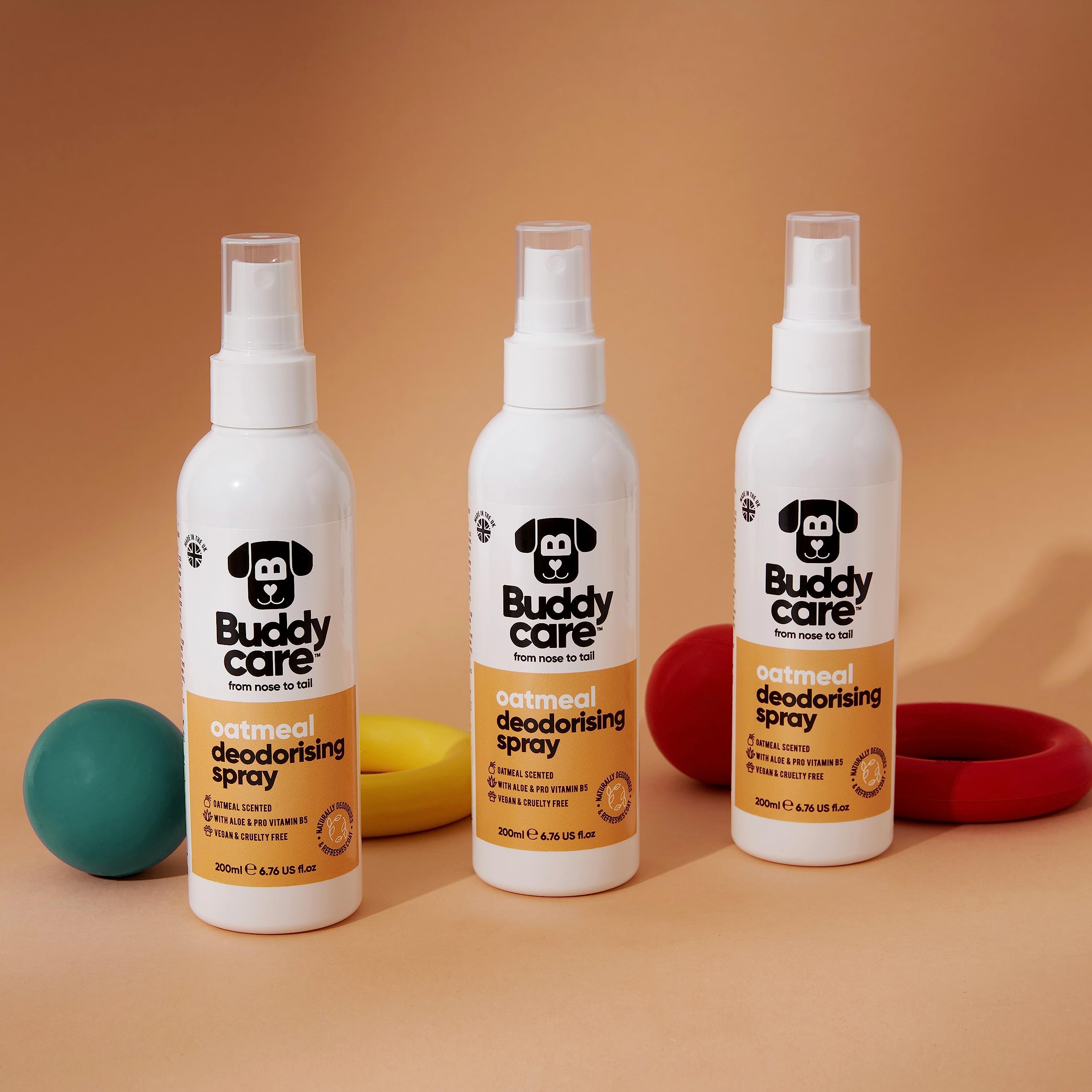 Buddycare | Dezodorant w sprayu dla psów - kojący dezodorant w sprayu dla psów - z aloesem i witaminą B5, mąka owsiana, 200 ml (zestaw 1 szt.)