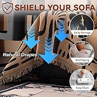 Vista 105 de VClife funda boho de sofá de felpilla para sofá seccional, funda antideslizante para sofá de 2 plazas, protector para mascotas con borlas, funda