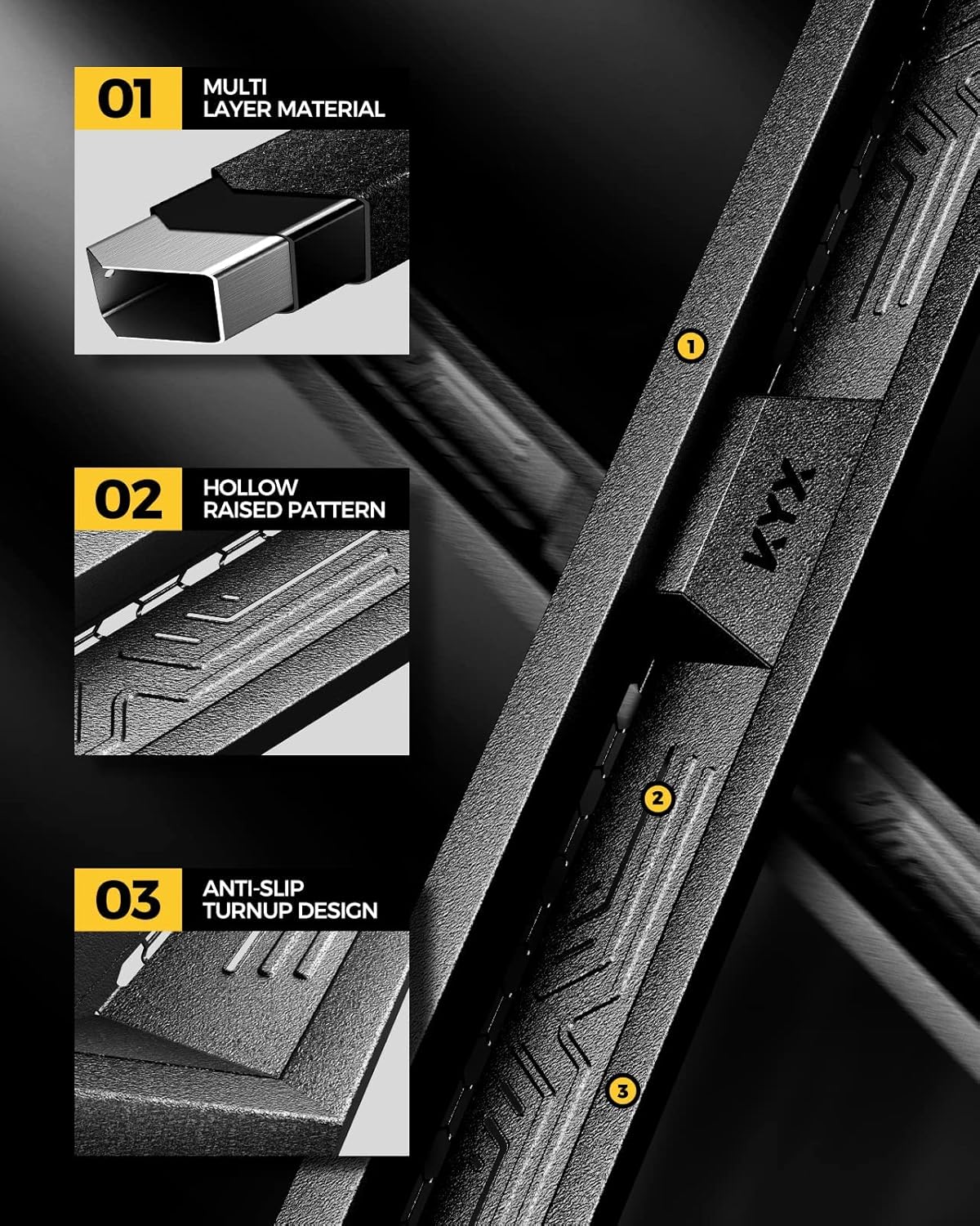 KAX Running Boards Fit for 2019-2021 Ram 1500 Crew Cab (Exclude 2019-2022 Classic), All-in-one Nerf Bar Side Steps Side Bars, 2PCS