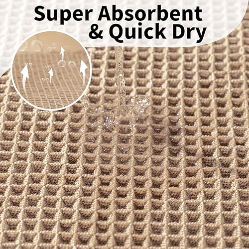 Miniatura 6 de Tapete de baño estilo gofre, tapete de baño bohemio, antideslizante, lavable, súper absorbente y de secado rápido, tapetes de baño pequeños,