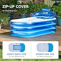 Vista 5 de CO-Z Bañera inflable con bomba de aire eléctrica y almohada reposacabezas para baño, bañera inflable portátil para adultos, para exteriores