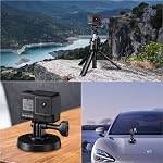 JJC Adaptateur de montage de trépied 1/4 élégant pour GoPro Allez. Pro Héros 13 12 11 10 9 8 7 6 5, DJI Action Osmo 4 3, AKASO, Insta360 Ace Pro et d'autres caméras d'action sur standard 1/4"-20 Tripod Selfie Stick Monopod
