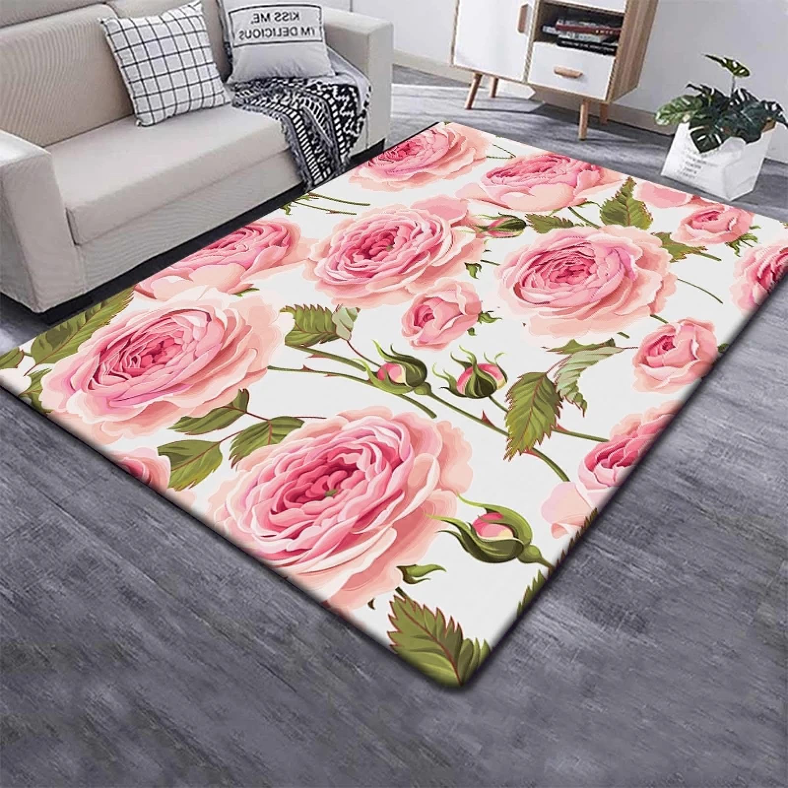 Evita resbalones con la alfombra antideslizante de flores rosas JGGXHM para baño y salon
