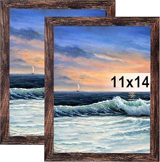 LUCKYLIFE 11x14 Picture Frame Brown for Wall Mounting, 2 Pack