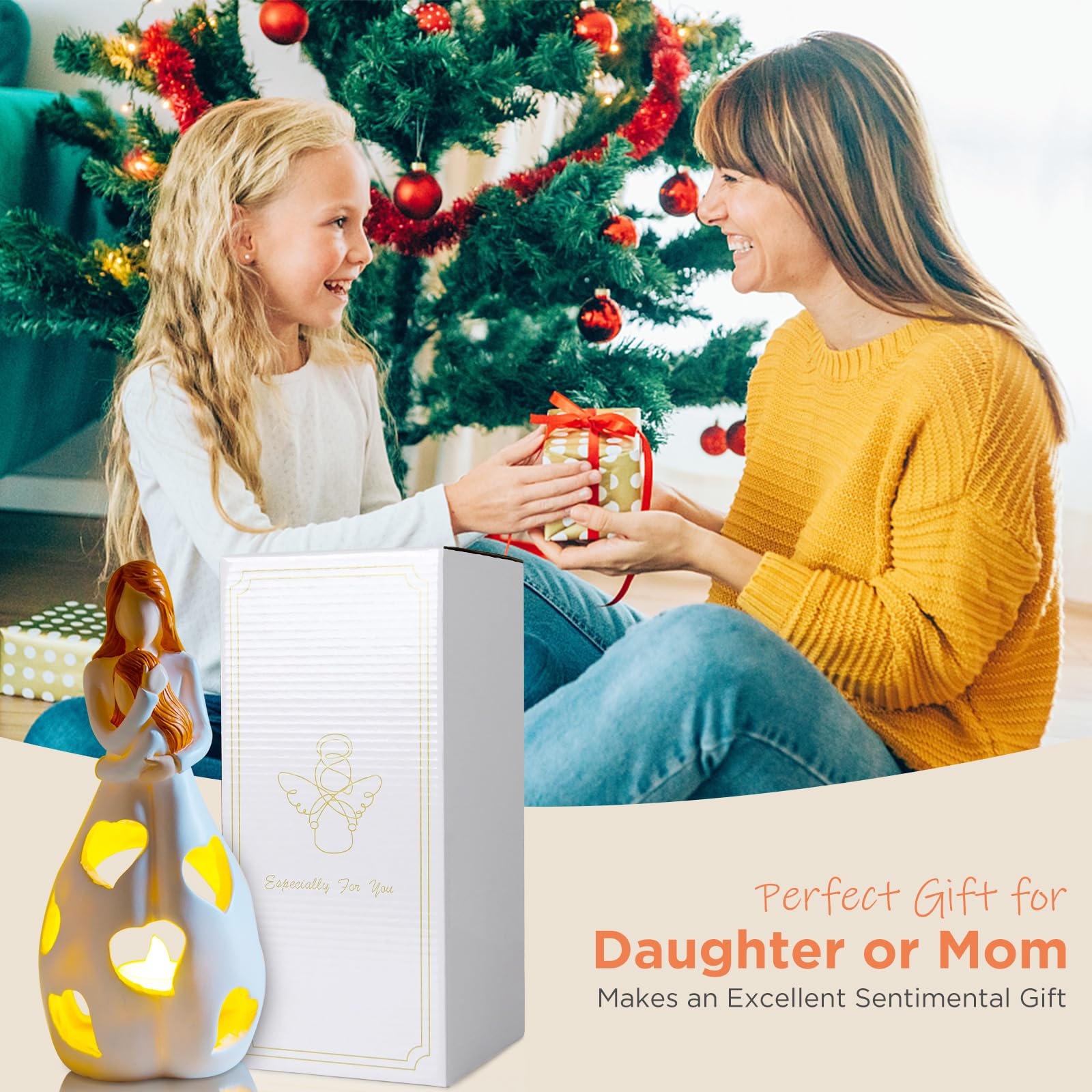 Regalos para mamá de hija, regalos de Navidad para mamá, estatua con vela LED, regalos para el día de la madre para mamá, regalos para madres para mujeres, regalos para mamá, regalos para mamá