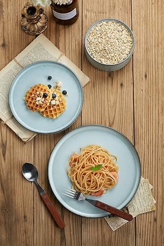 Miniatura 6 de Famiware Star - Juego de vajilla con platos y cuencos, servicio para 4 (16 piezas), platos de cocina de cerámica, color azul ahumado