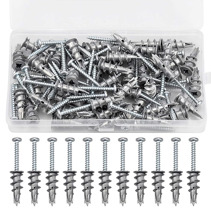 Buy 100 Pieces Plasterboard Fixings Plugs and Screws Carbon Steel