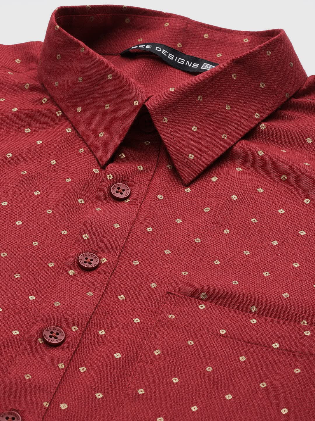 See Designs Men's Maroon Regular Pure Cotton Pathani Printed Men's Kurta - Sdpkt_1141S