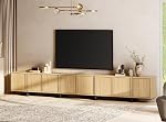 WAMPAT meuble TV moderne pour téléviseurs de 32 à 75 po, centre de divertissement en bois avec armoires de rangement, table console multimédia pour le salon, chêne clair