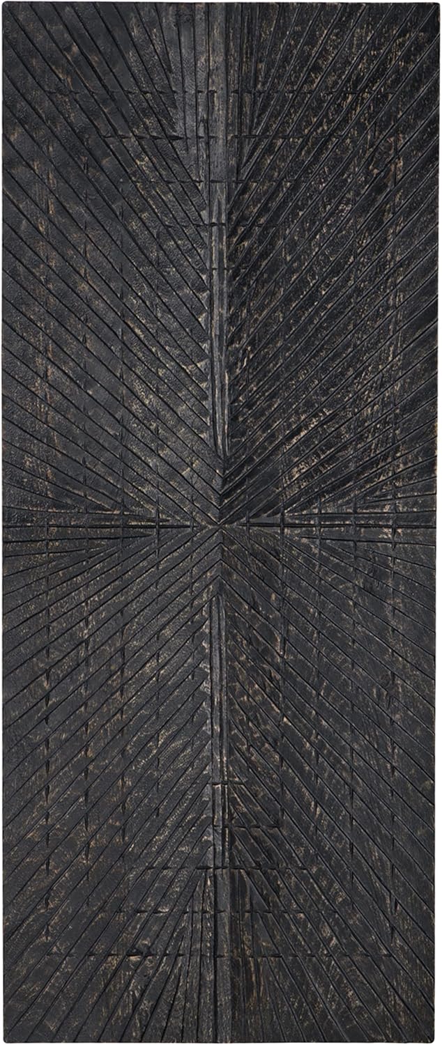 Signature Design by Ashley Lenora Rustic Sunburst Wood 20 x 48 Inch Wall Decor, Black