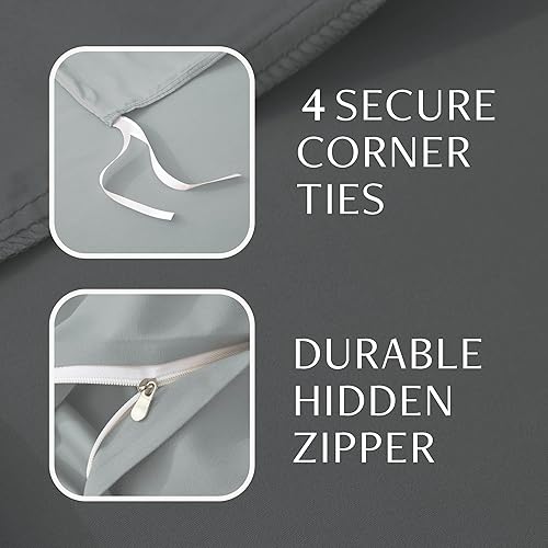 Miniatura 10 de ALAZURIA Juego de funda de edredón de 2 piezas de microfibra lavada, ultra suave, transpirable con cierre de cremallera (1 funda de edredón + 1