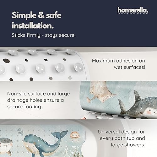 Miniatura 90 de Alfombrilla de Bañera Antideslizante Antimoho para Niños Libre de BPA con Ganchos - homerella® Animales Marinos del Océano 40x16, Alfombrilla de Abc