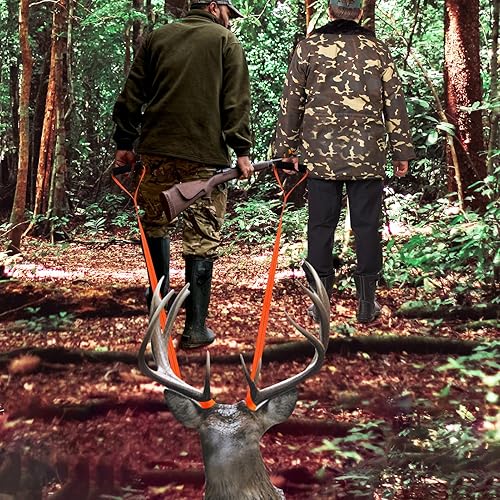 Miniatura 4 de PAMASE 2 cuerdas de arrastre de ciervo  1700 libras de carga accesorios para equipo de caza, correa de arrastre de ciervo para hombres y mujeres,