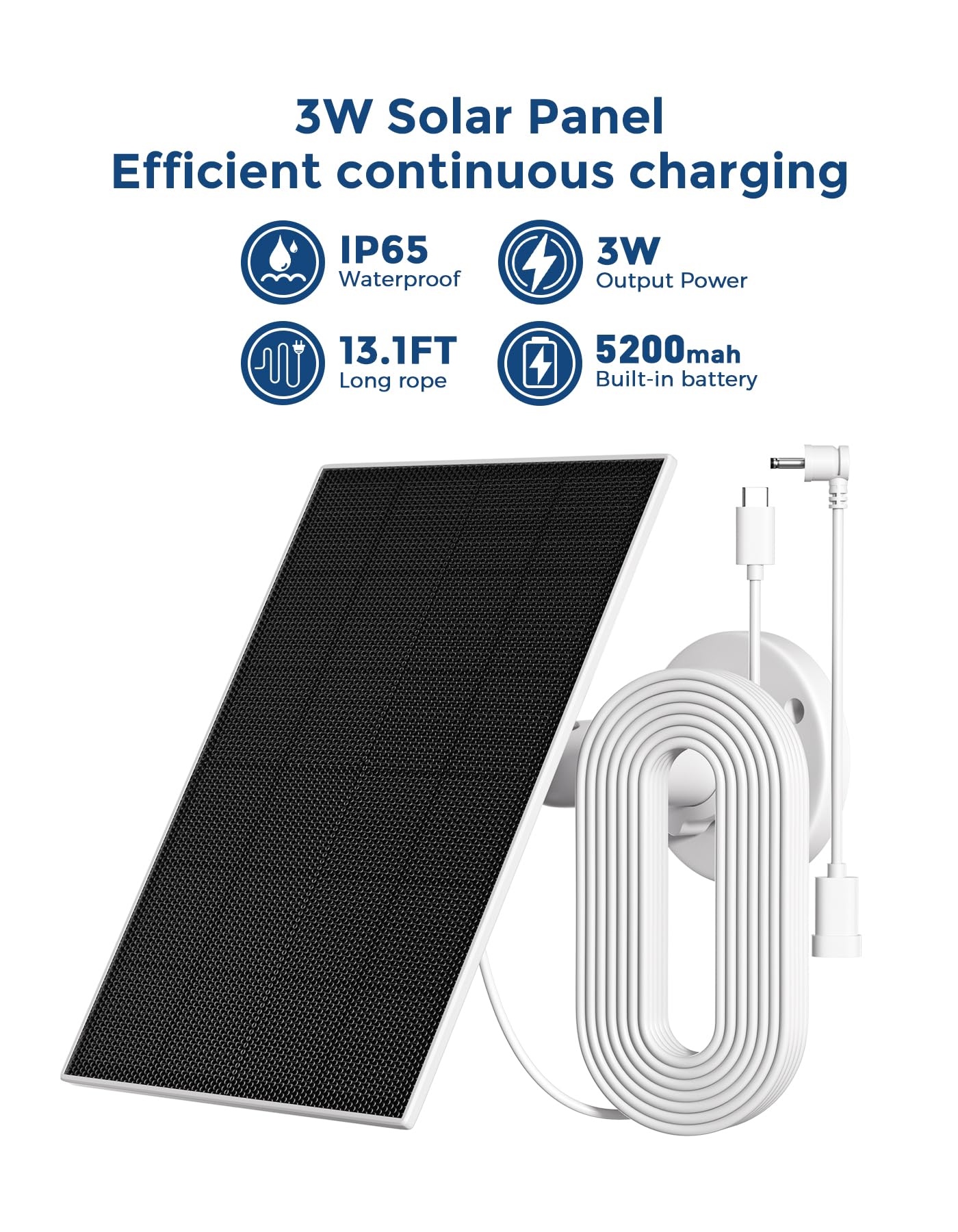 Solar Panel for Ring Camera – Compatible with Spotlight Cam Plus