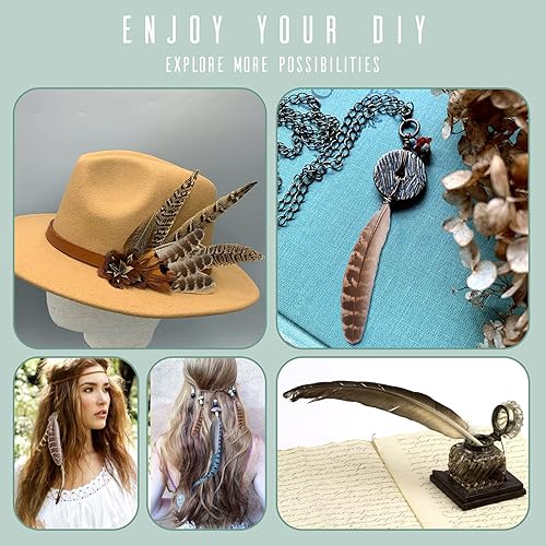 Miniatura 5 de Plumas naturales de pavo manchadas para manualidades, plumas de faisán, decoración de boda, hogar, fiesta, 36 unidades