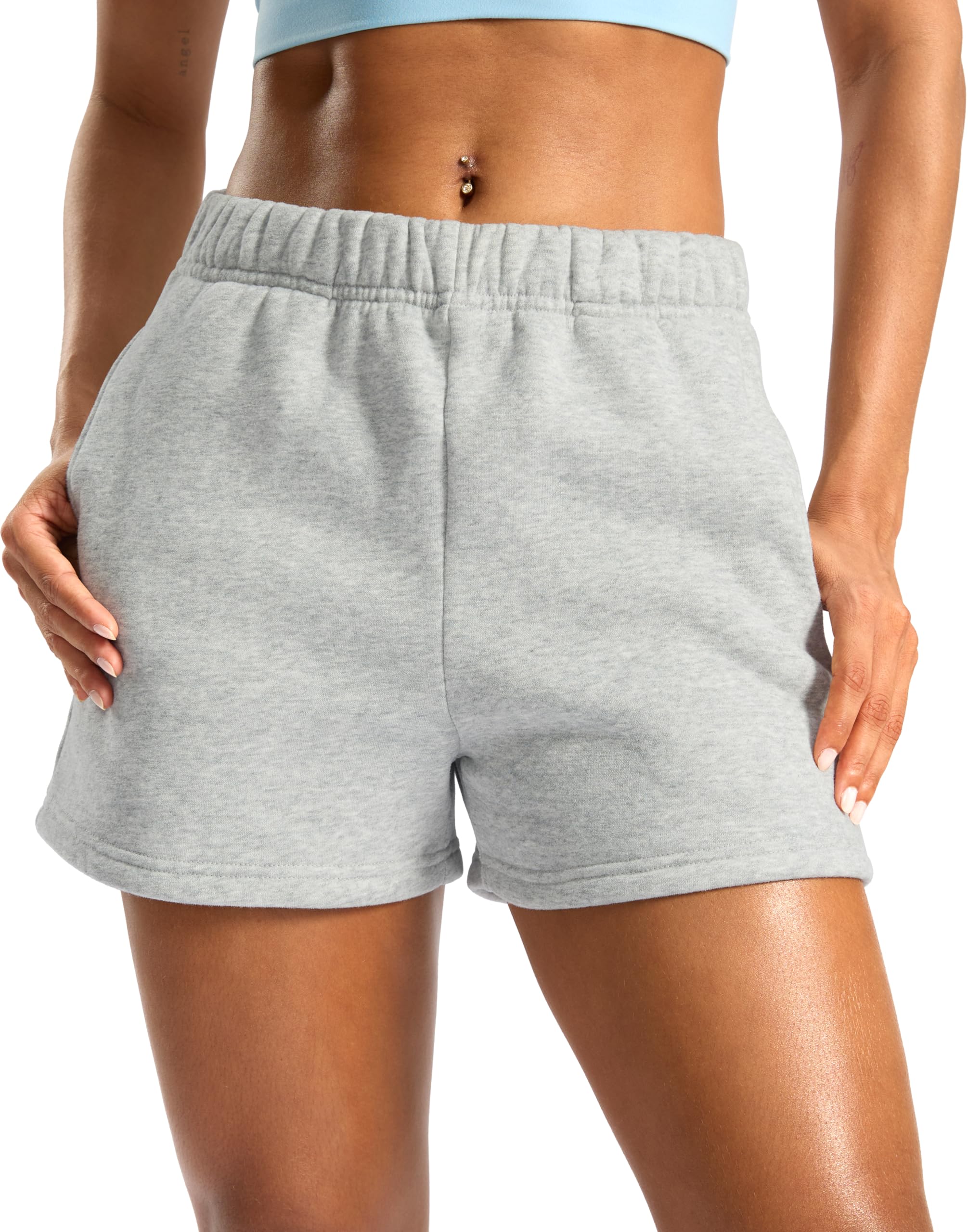Soothfeel Women's Sweat Shorts with Pockets High Waisted Comfy Athletic Lounge Cotton Shorts for Women Casual Summer