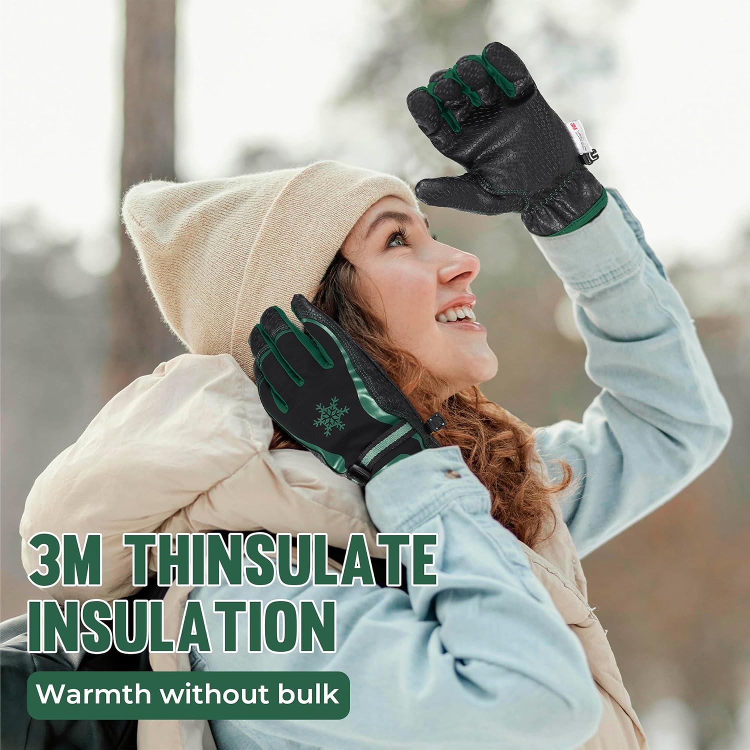 AIGEVTURE Cold Weather Thermal Fleece Winter Work Gloves - Insulated