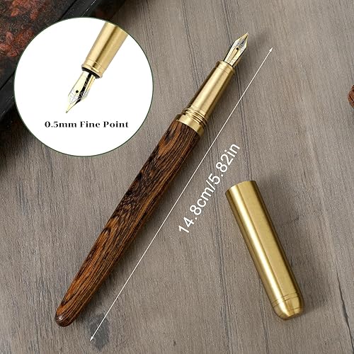 Miniatura 3 de Cobee Pluma estilográfica de madera con 12 cartuchos de tinta de 0.102 in, pluma estilográfica de madera de lujo hecha a mano, vintage, 0.020 in,