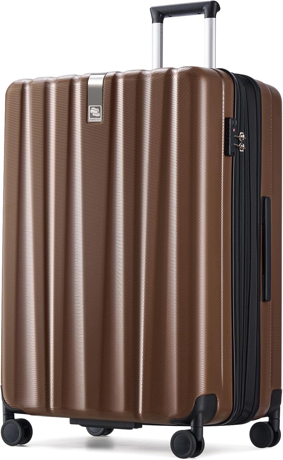 Hanke 29 Inch Expandable Checked Luggage Lightweight PC Hard Shell Luggage Suitcases with Wheels Tsa Luggage Rolling Large Suitcase Travel Luggage Bag for Study Abroad(Brown) Expandable 29 Inch Brown