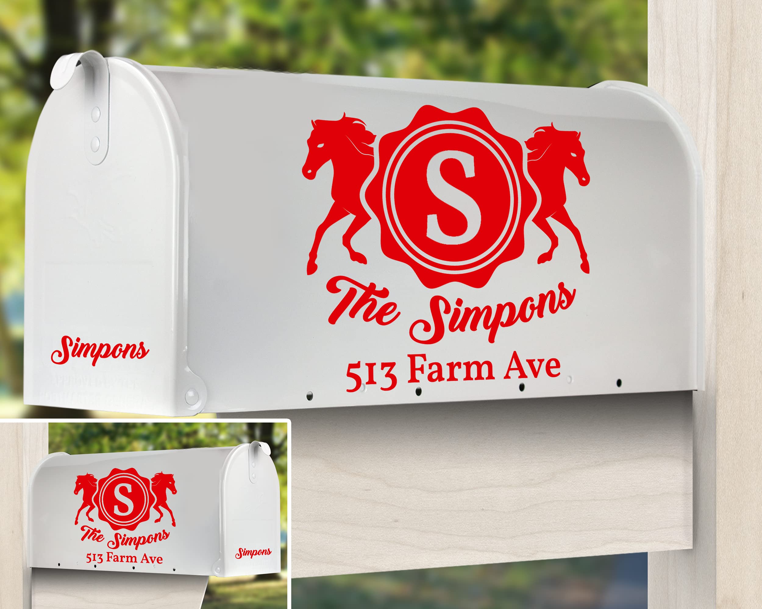 Set of 4 Name Decal for Mailbox, Personalized Mailbox Decal, Many colors for select, Waterproof Mailbox Decal, Family Name Decal for Door, Mailbox Numbers Sticker, Vinyl Decal, Customize Mailbox Decal, Farmhouse Mailbox Letter decals #14 by Cus2mize (Red)