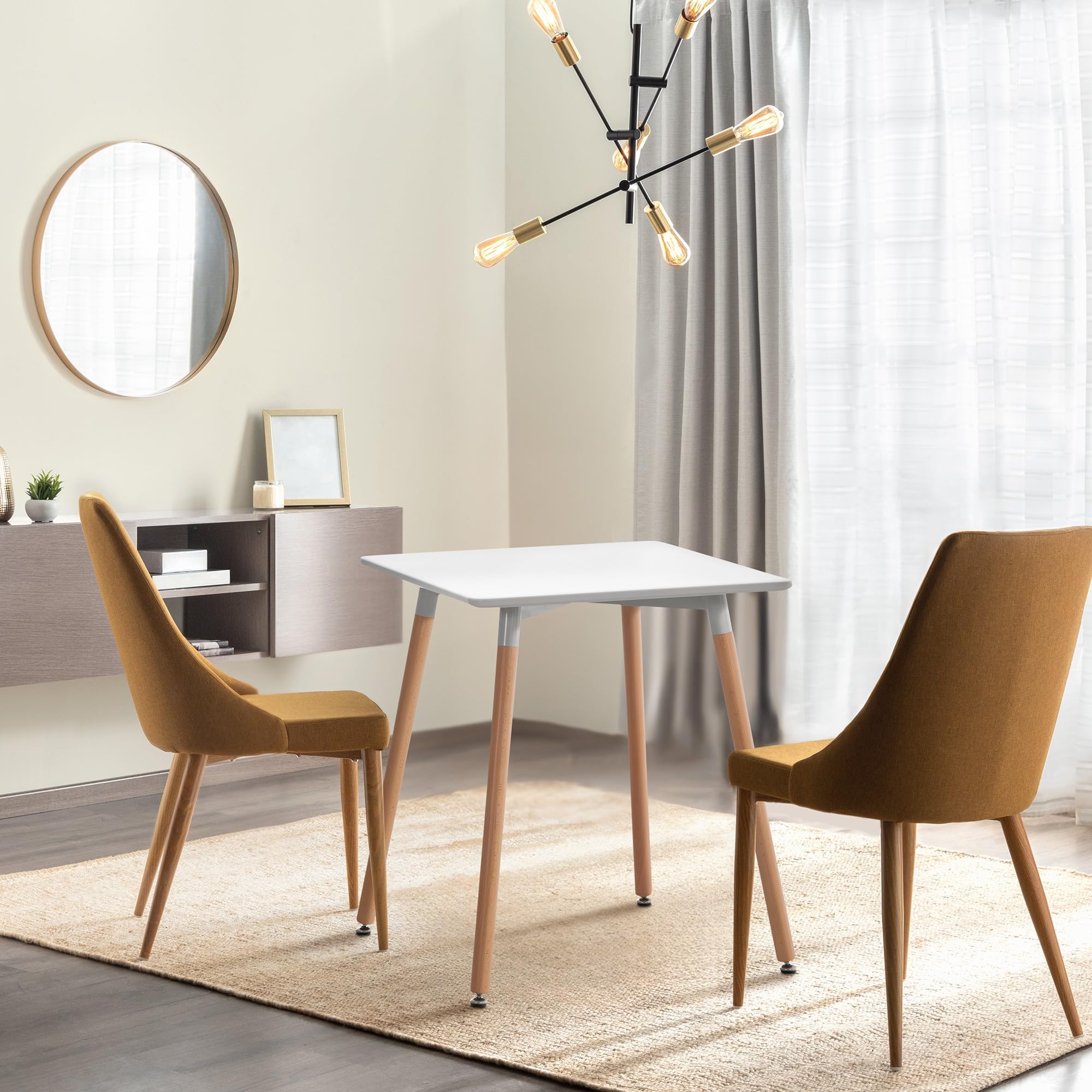 CLP Küchentisch Viborg I Esstisch Im Skandinavischen Design Für Wohnzimmer Mit MDF Tischplatte I Buchenholzgestell, Justierbare Bodenschoner, Farbe:weiß, Größe:60 cm
