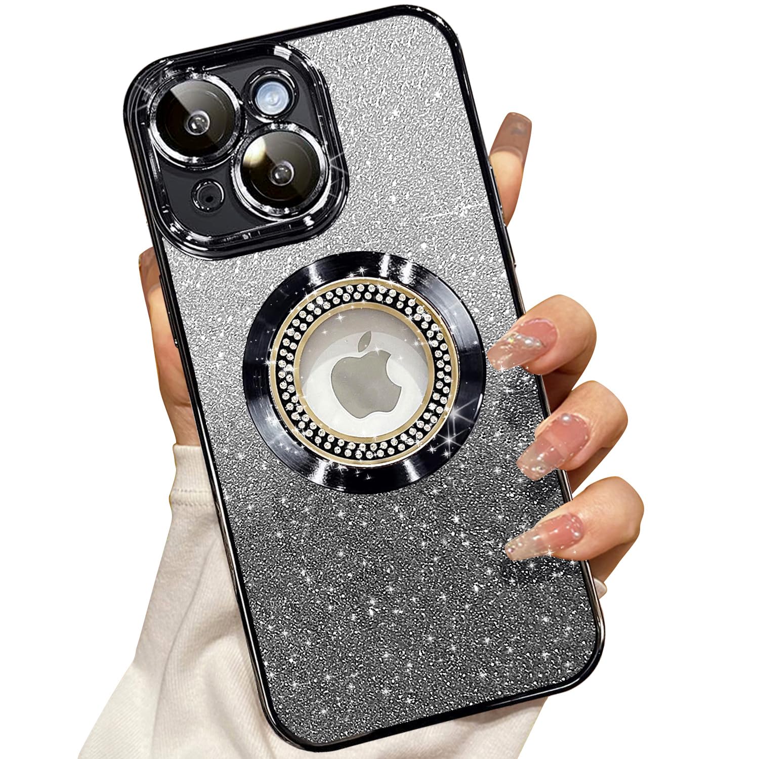 Misscase for iPhone 15 Magnetic Glitter Case Compatible with MagSafe,Full Protection Slim Shockproof Anti-Scratch Case with Camera Lens Protector Logo