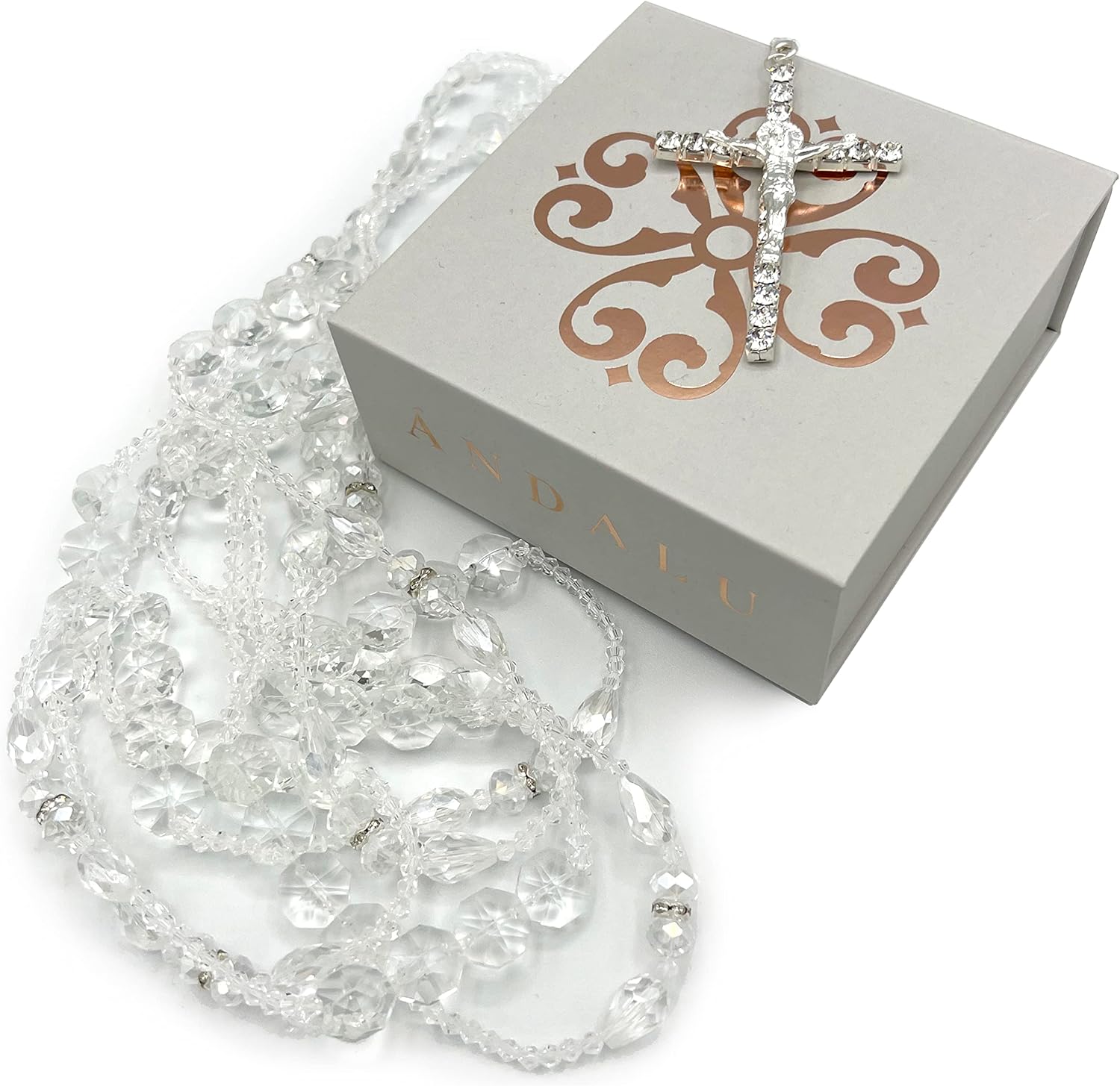 ANDALU Wedding Lasso Lazo Para Boda Crystal Catholic Rosary Lasso Lazo para