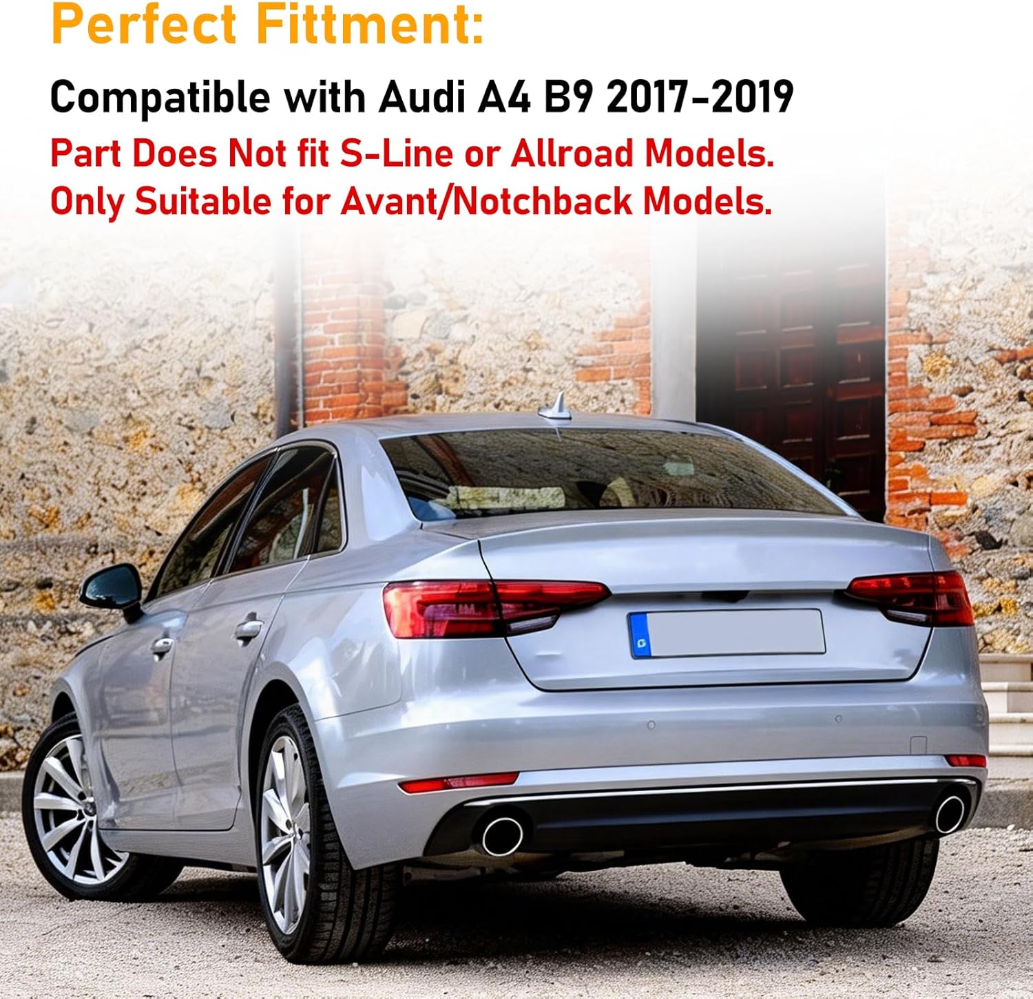 Compatible with Audi A4 B9(8W) Rear OS Bumper Reflector 2016-2021,Left Driver & Right Passenger Side Red Marker Trim Replacement for 8WD945105A,8WD945106A,A4 Back Reflector Light W/O Bulb,2PC