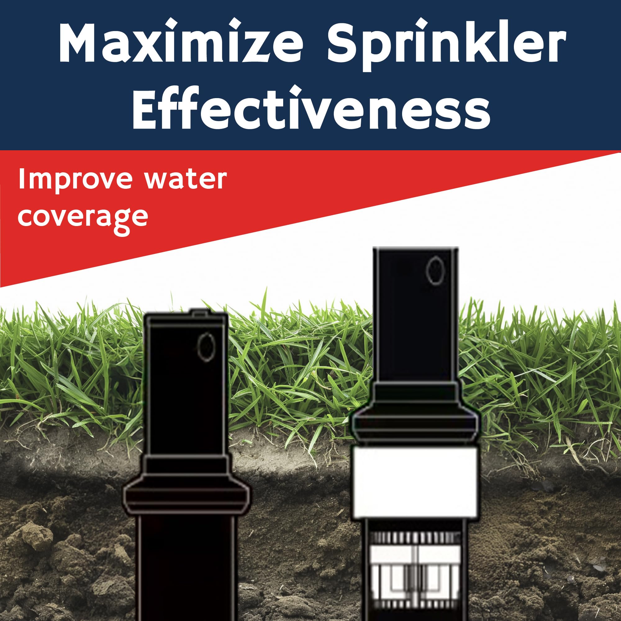 KLift-It - Extensor de aspersor de rotor – Acoplador de 2 pulgadas con tubo de aspersor de válvula de retención – Se adapta a Hunter I-20, Orbit, K-Rain – 5 unidades