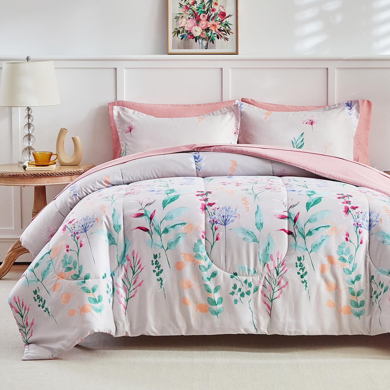Juego de edredón King floral para transformar tu dormitorio en un oasis