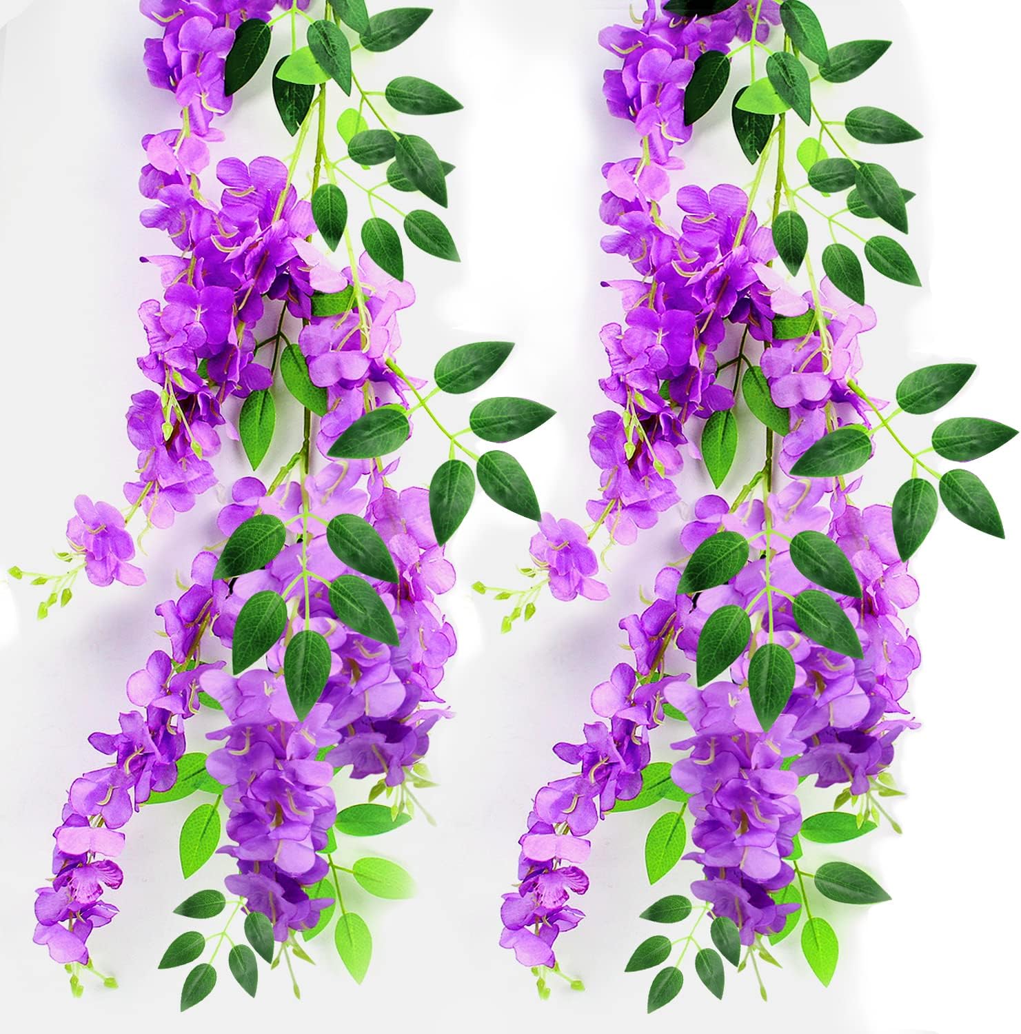 JINXIAN 2Pcs Wisteria Artificial Flowers 6FT Fake Wisteria Vine