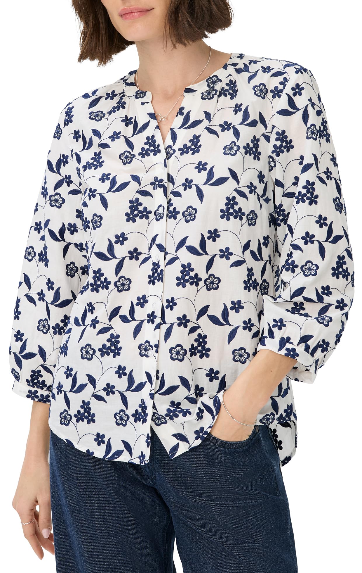 Brax Damen Style.Velia Embroidered Cotton Bluse (1er Pack)
