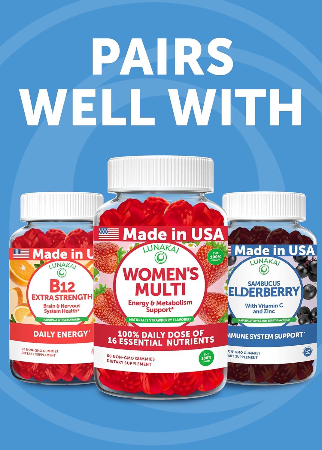 Lunakai USA Made Magnesium Glycinate Gummies with L-Theanine for Kids & Adults – 420mg Magnesium Supplement for Calm, Sleep & Stress Support, 60ct - Image 8