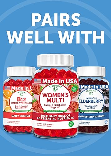 Miniatura 8 de Lunakai Gomitas de glicinato de magnesio fabricadas en Estados Unidos con L-teanina para niños y adultos, suplemento de magnesio de 420 mg para