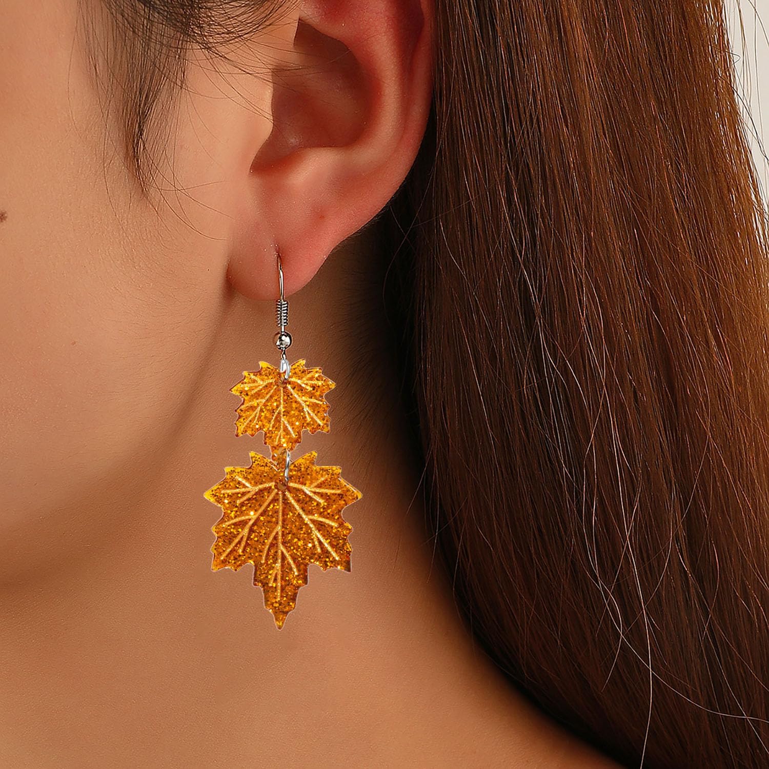 Thanksgiving Fall Earrings for Women Acrylic Red Maple Leaf Dangle Earrings Autumn Earrings Thanksgiving Party Jewelry Gifts - Image 3