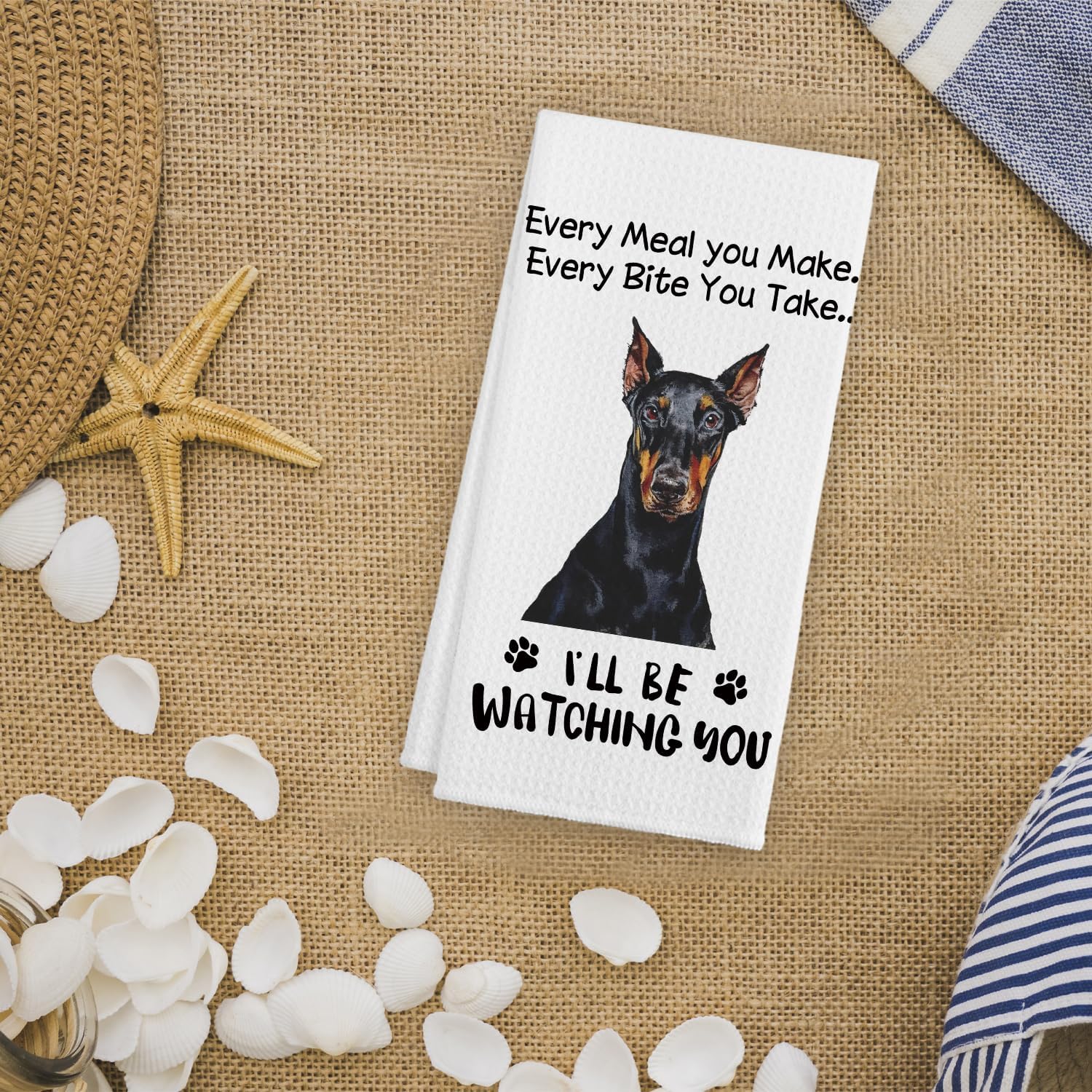 Funny Doberman Hand Towels for Kitchen, Dog Kitchen Decorative Towels, Dog Lovers Gifts for Women, Every Meal You Make Every Bite You Take Bath Decor and Accessories, 16x24 Inches - Image 5