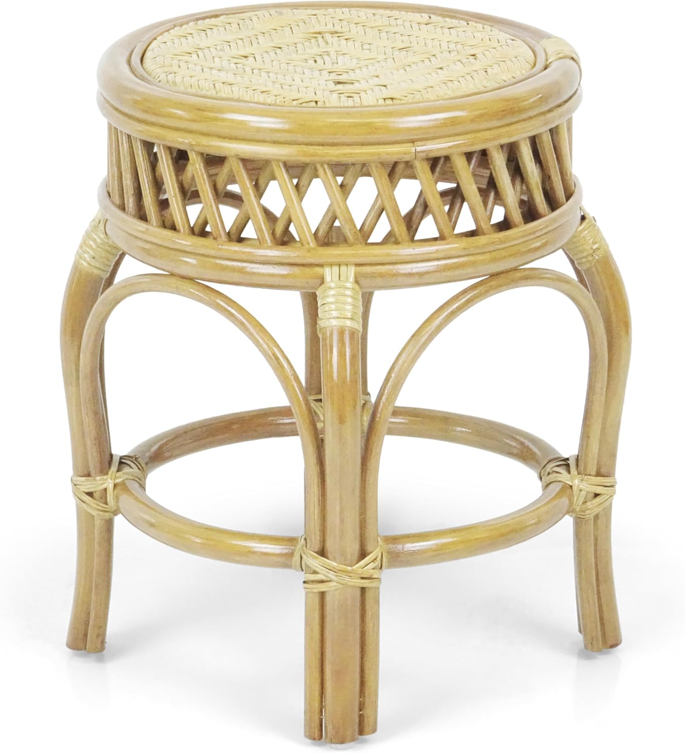 Ginger Handmade Rattan Wicker Stool Fully Assembled Natural