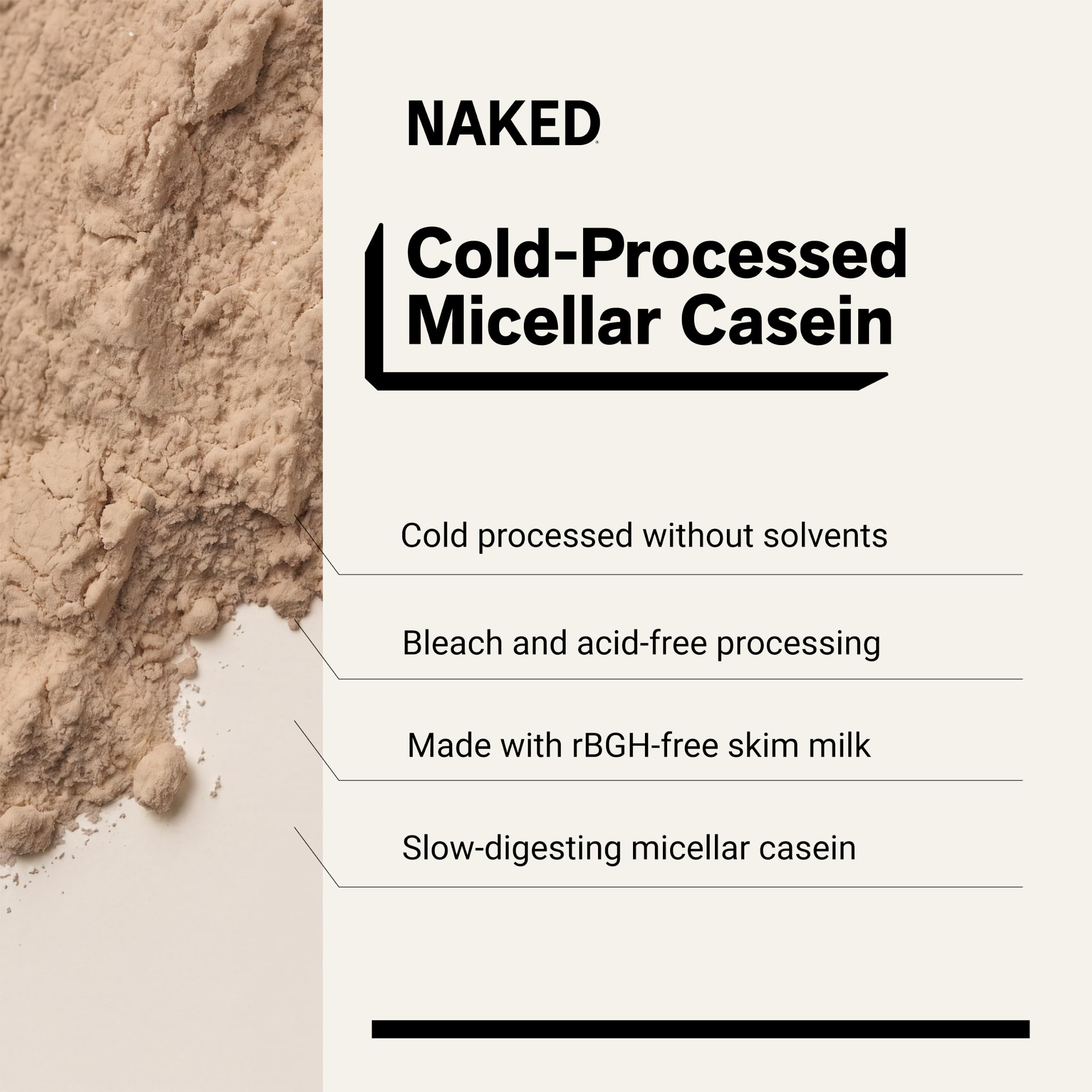 NAKED Chocolate Casein - Chocolate Micellar Casein Protein - 5 Pound Bulk, NSF Certified, GMO-Free, Gluten-Free, Soy-Free, Preservative-Free - Stimulate Muscle Growth - Enhance Recovery - 60 Servings — Amazon image 4