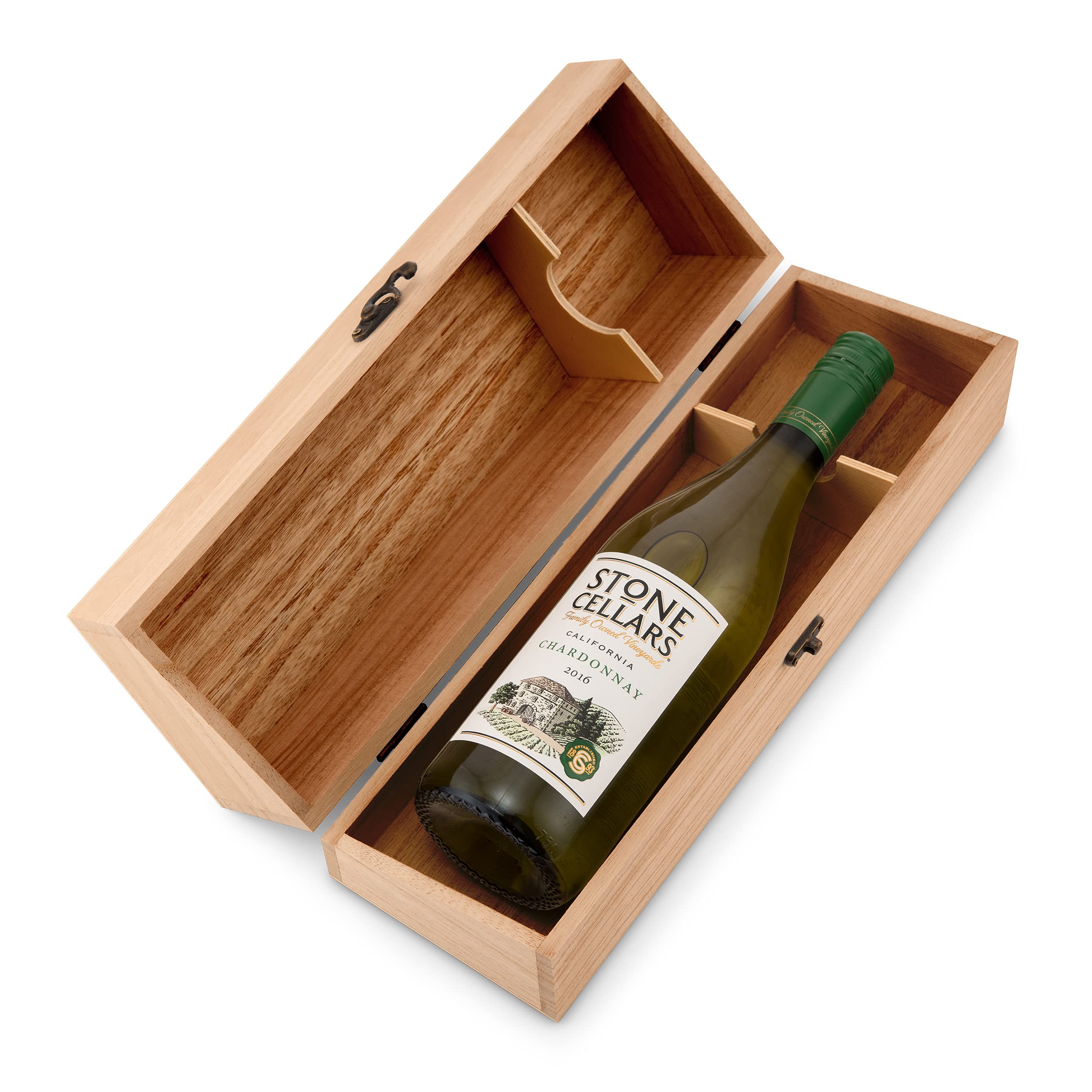 Weddingstar Caja de regalo de vino de madera con tapa, no personalizable