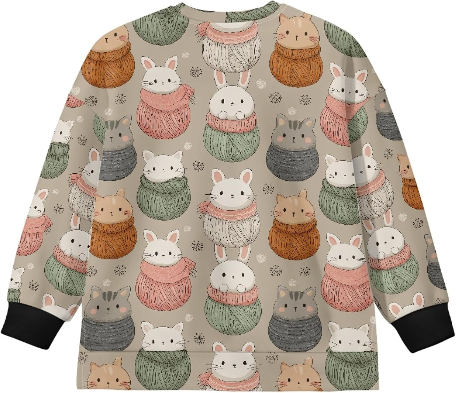 Girls Crewneck Sweatshirt Split Hem Winter Spring Holiday Print Drop Shoulder Oversized Fit 5–14 Years